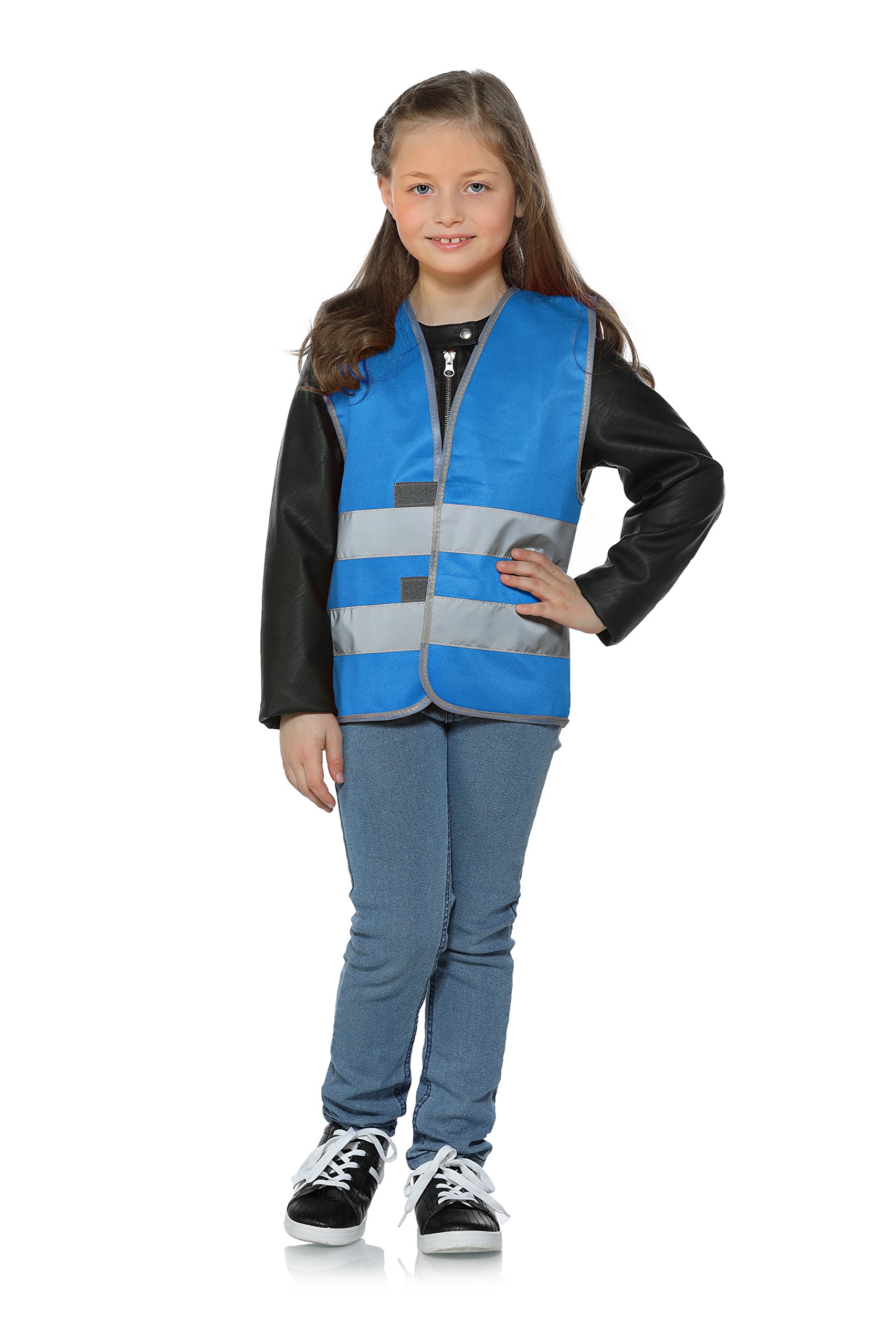 10er Pack Westen Kinder Signalweste Warnweste Blau S (ca.7-12 Jahre)