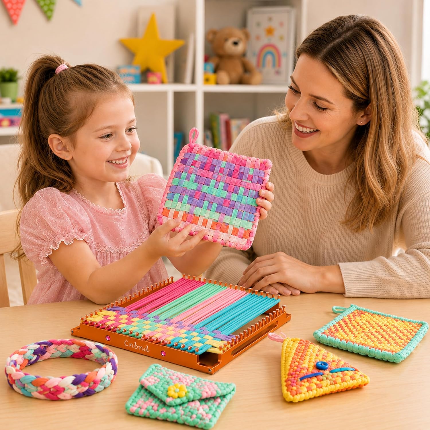 Cnbnd Aluminum Potholder Loom Kit for Kids,7.5 Inch Metal Weaving Loom image 4