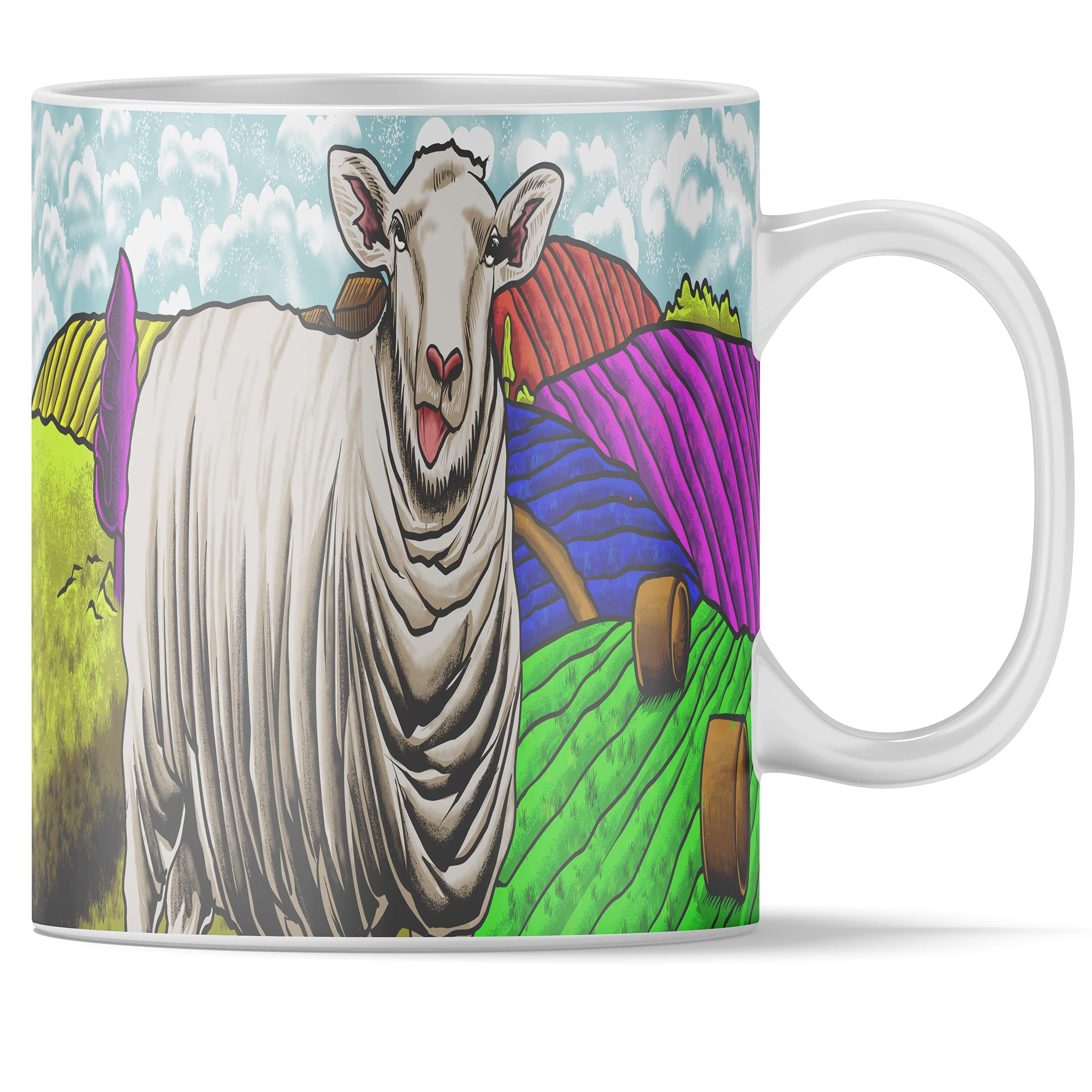 Bauernhoftier-Tassen-Set mit 4 x 11 Unzen - Hund, Pferd, Kuh und Schaf - Hochwertige Keramiktassen mit Tiermotiven | Kaffeetasse Teetasse Geschenkidee Geschenk | Tasse (4 x 11oz set Becher-Set)