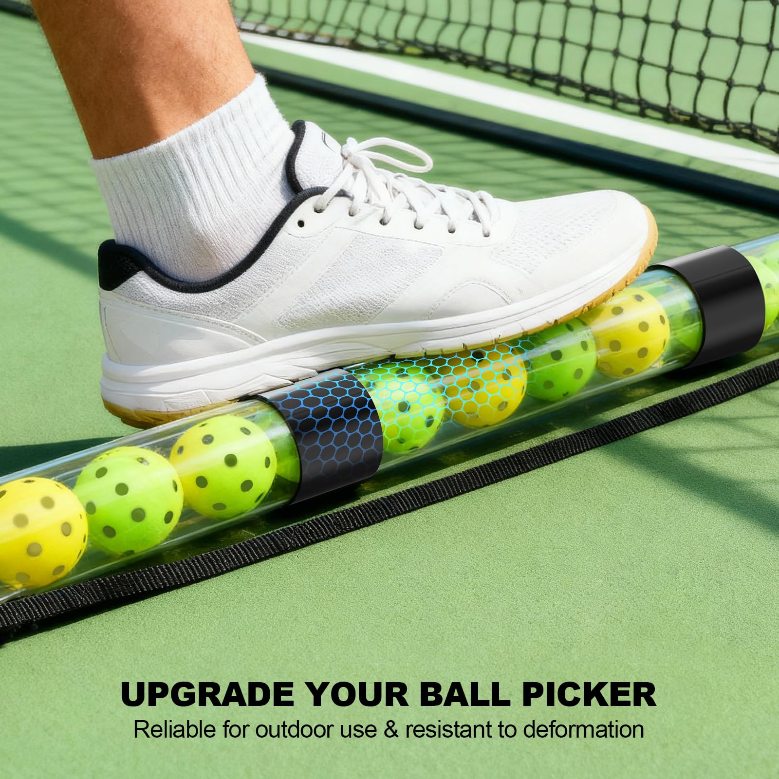 AMPICKLE Pickleball Ball Retriever 17 Balls Pickleball Pickup Tube with Shoulder Strap,Quick and Portable for Pickleball Tube Ball Pickup,Lightweight Pickleball Picker Upper Ball Holder 2