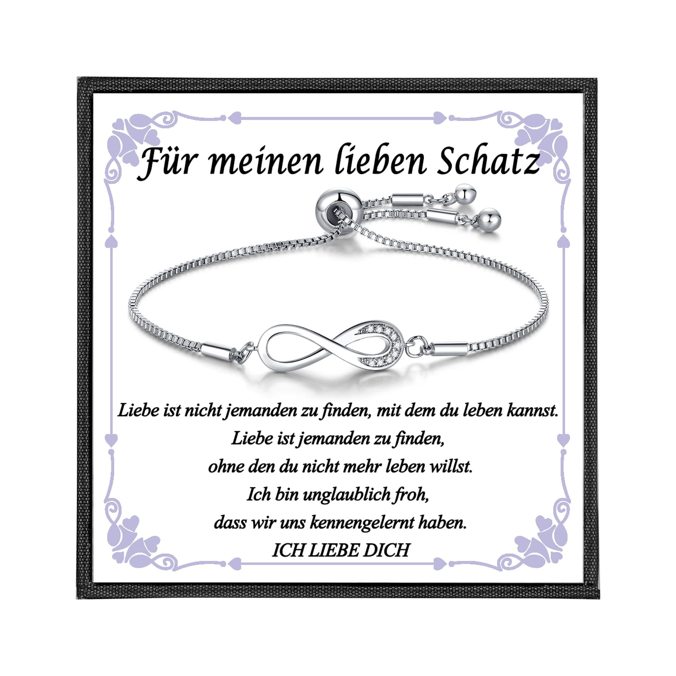 USEEDOVIA Unendlichkeitszeichen Armband für Mama/Tochter/Oma/Schwester/beste Freundin/Schatz Geschenke Verstellbares Infinity AAA Zirkonia Schmuck Unendlichkeit Geburtstagsgeschenk