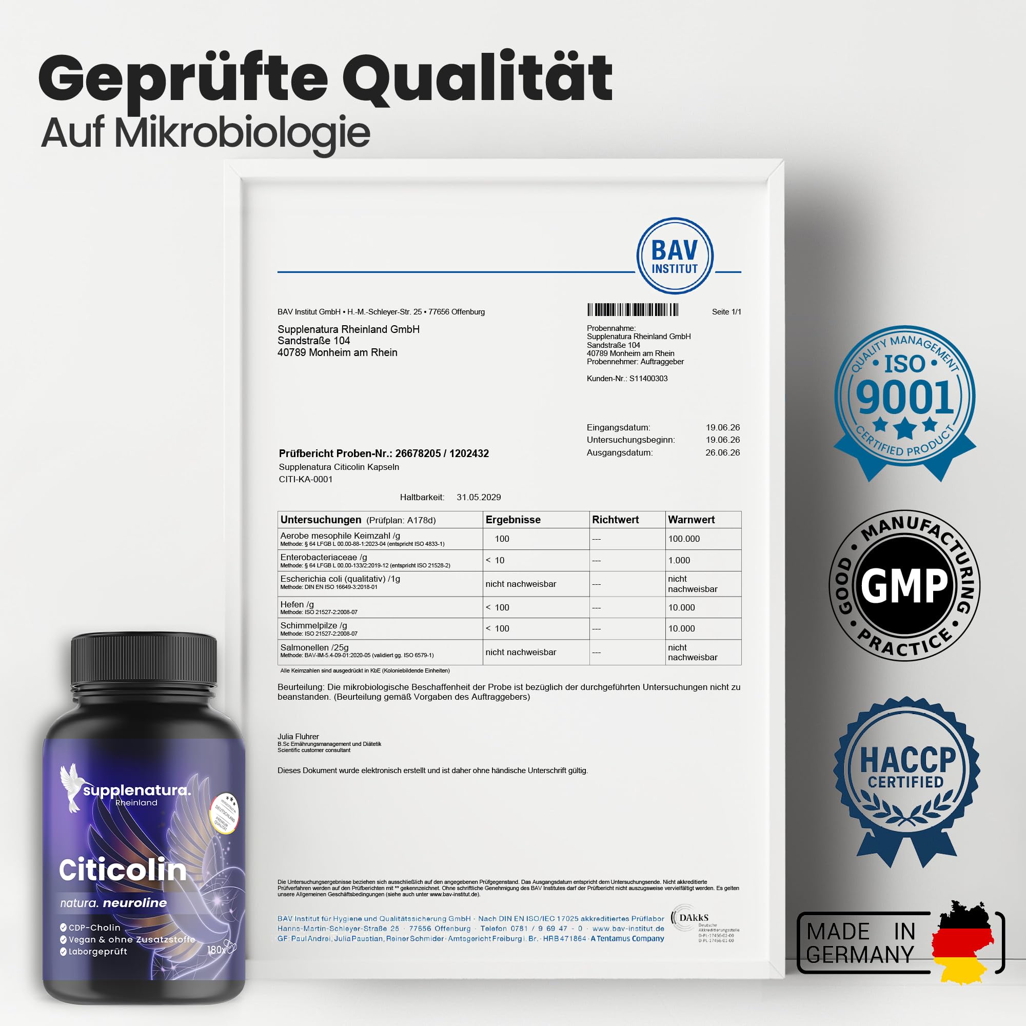 EINFÜHRUNGSANGEBOT I Citicolin (CDP Cholin) Kapseln I 250mg NEU: NEUROLINE, Laborgeprüft & ohne Zusatzstoffe, Deutsche Herstellung, Citicoline von SUPPLENATURA®
