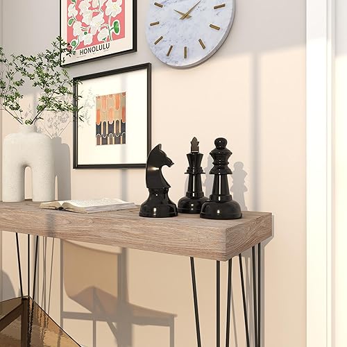 Miniatura 9 de CosmoLiving by Cosmopolitan - Escultura decorativa de ajedrez de metal de aluminio para decoración del hogar con caballero, reina y rey, juego de 3