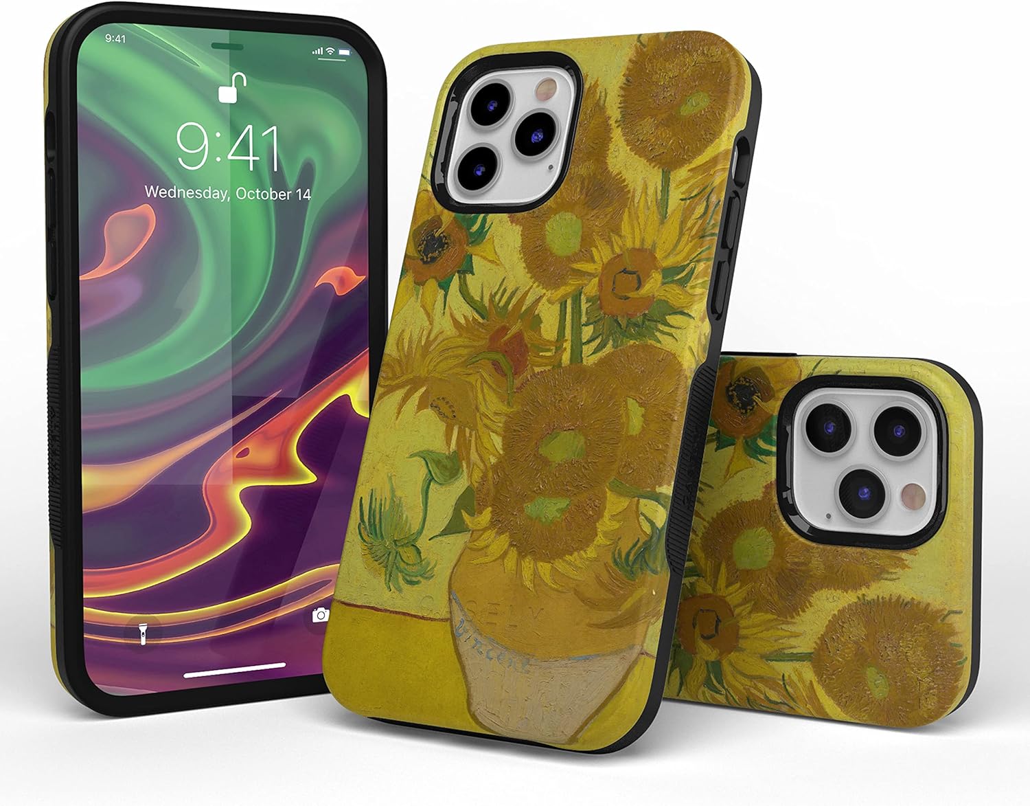 Casely iPhone 12/12 Pro Case | Van Gogh | Sunflowers Floral | Bold Protective Design | Compatible with MagSafe