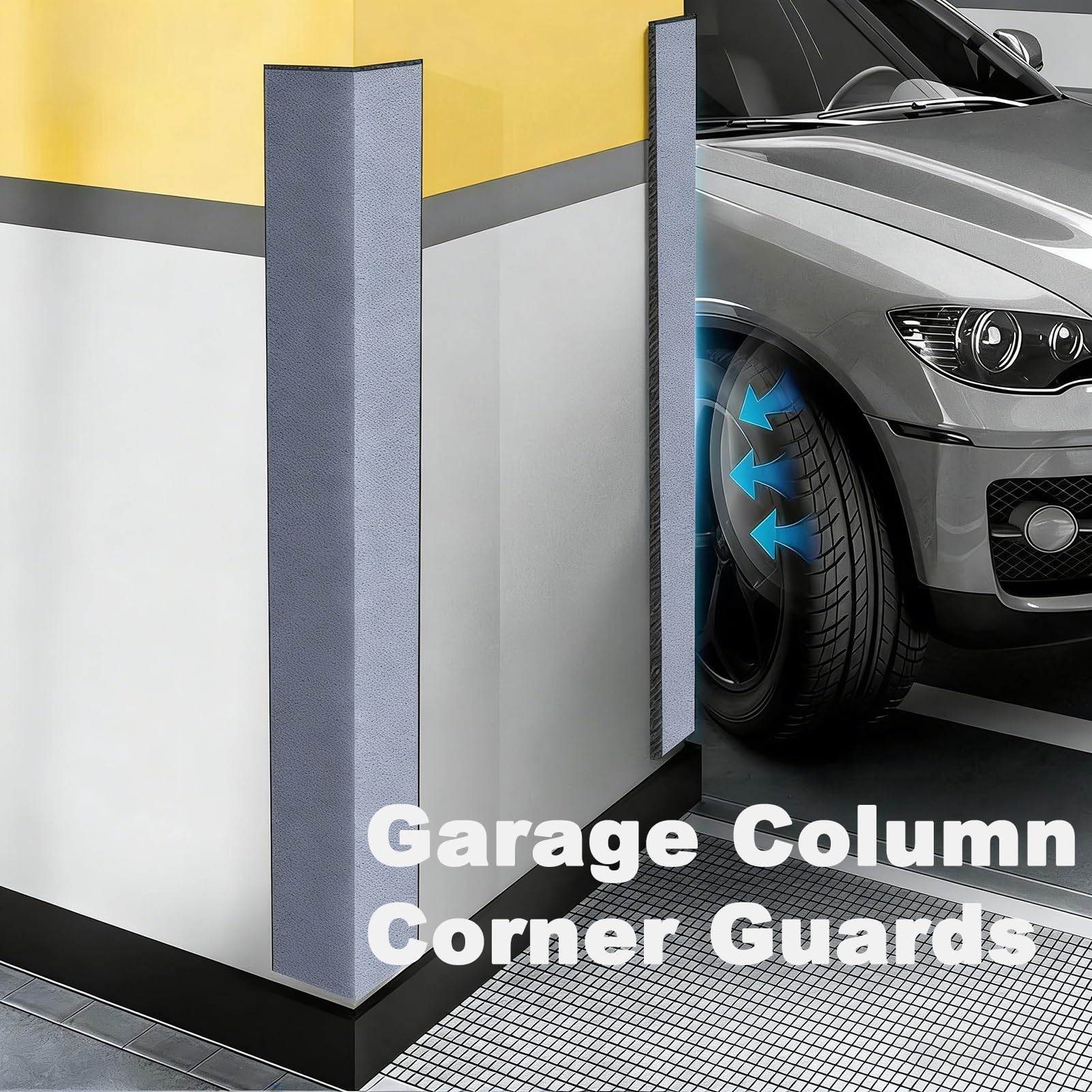 Protection de mur de garage extra large de 200 cm, protection de pare-chocs en mousse NBR souple pour prévenir les chocs et les dommages causés par les collisions (bleu, 1 pièce, 60 cm de large)