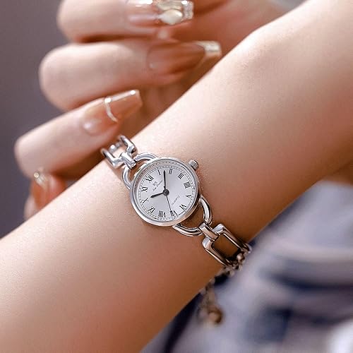 Miniatura 2 de FANMIS Reloj de pulsera de tono dorado para mujer, reloj de cuarzo de inspiración vintage con números romanos clásicos, relojes de moda para mujer,