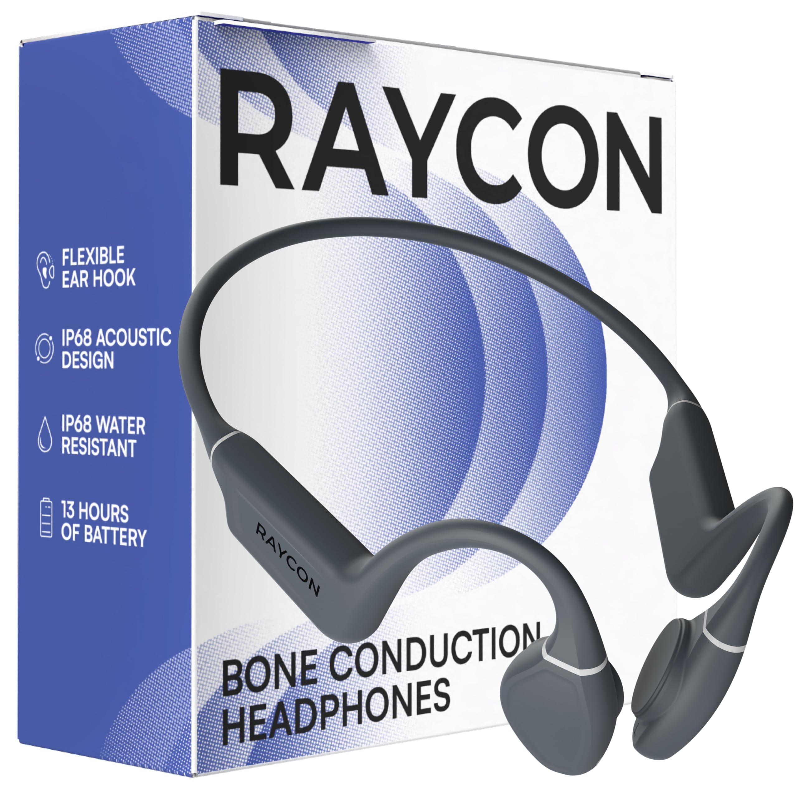 Raycon Bone Conduction Headphones Open-Ear Bluetooth Sports Earbuds with Mic IPX68 Water Resistant Headset for Workout and Running 13hr Playtime Gray product thumbnail 2