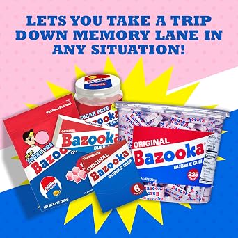 Bazooka Sugar Free Easter Bubble Gum - 60 Count To Go Cup (Pack Of 6) For Easter Basket Stuffers - Pink Chewing Gum Easter Candy In Original Sugarless Flavor - Easter Decorations For Easter Egg Hunts