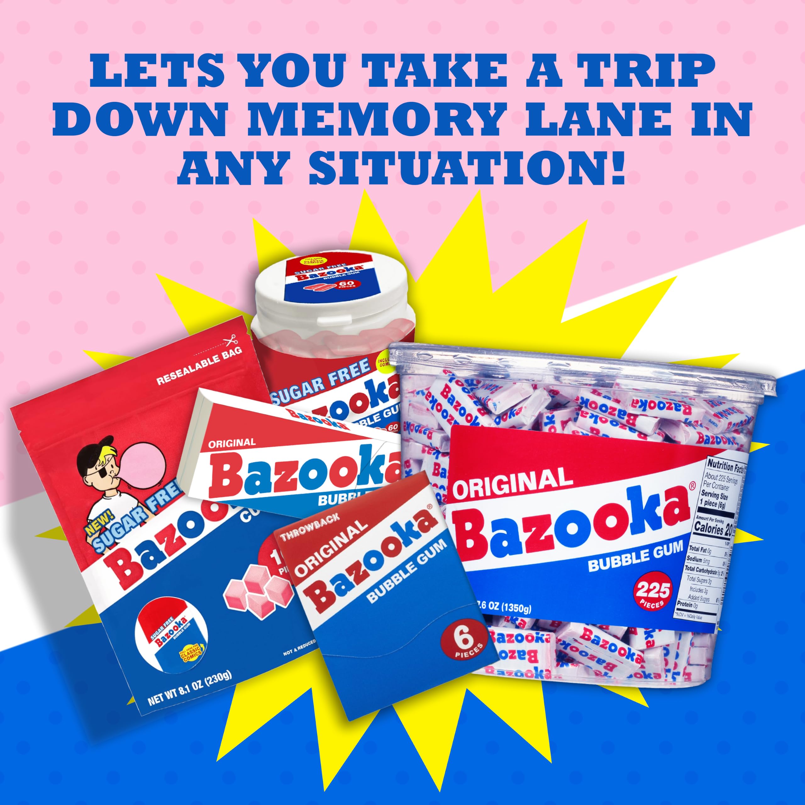 Amazon.com : Bazooka Sugar Free Easter Bubble Gum - 60 Count To Go
