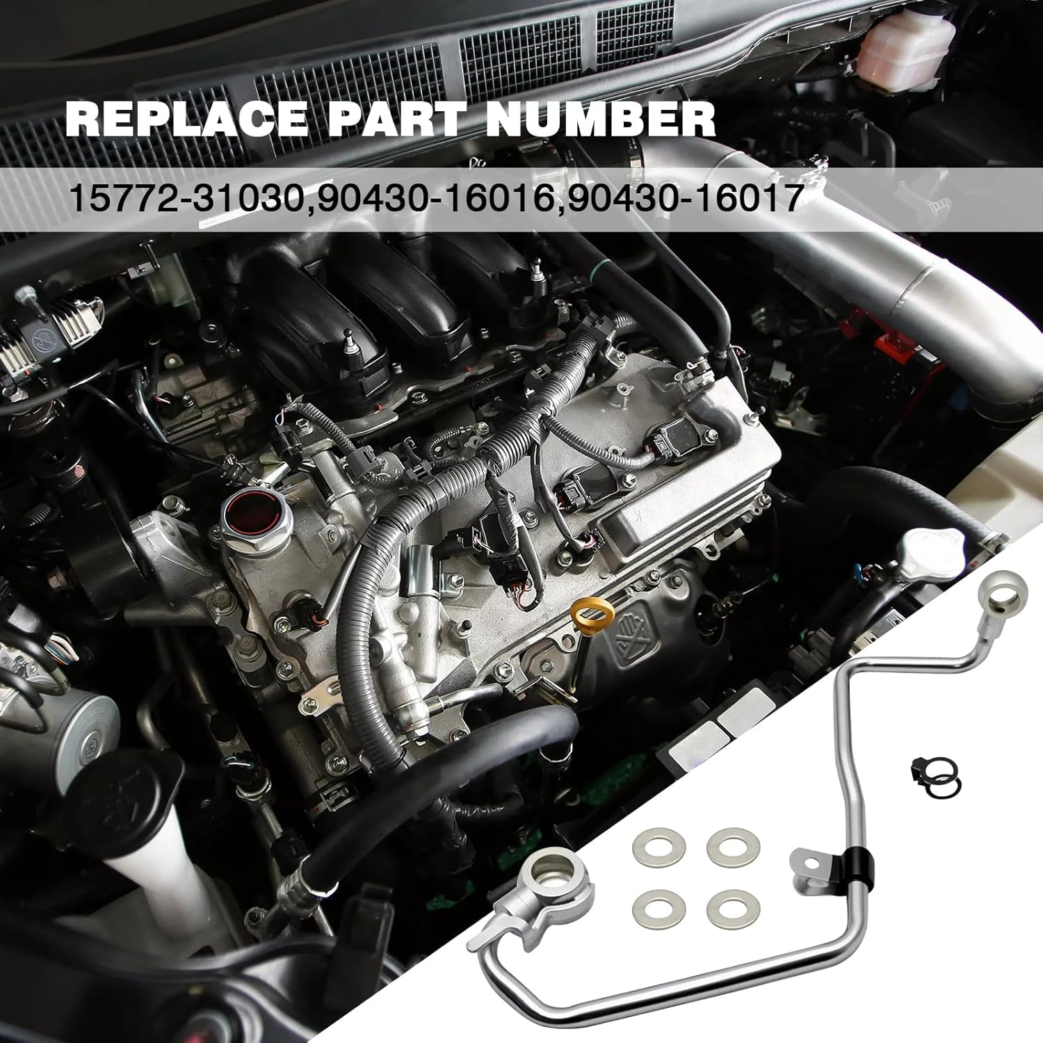 Oil Cooler Line and Gasket Kit Fit for Toyota Venza for Sienna for Highlander for RAV4 for Camry for Avalon 2009-2018 Replaces 15772-31030 90430-16016 90430-16017