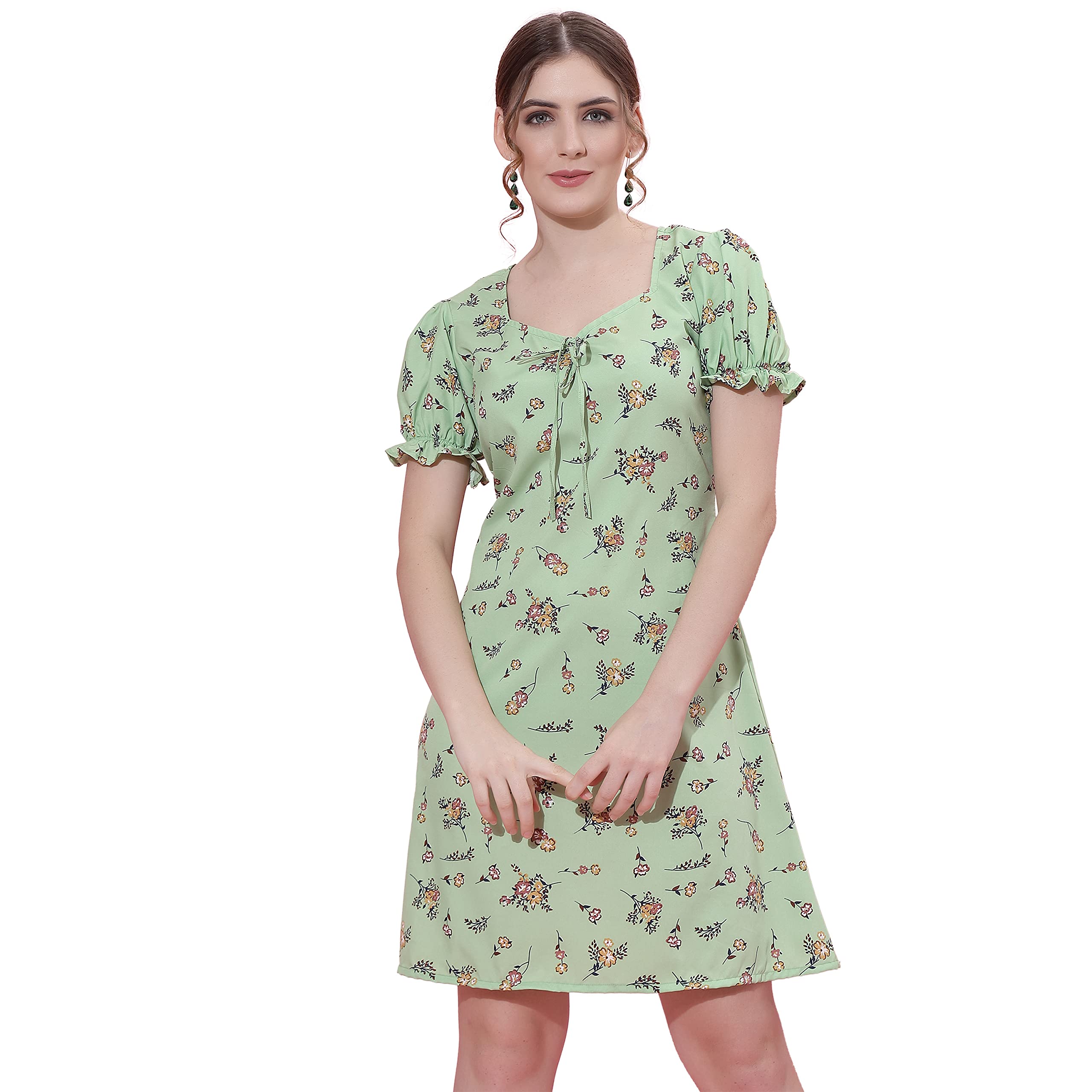 Oomph! Women's Mini Dress (Md492_Light Green_L)