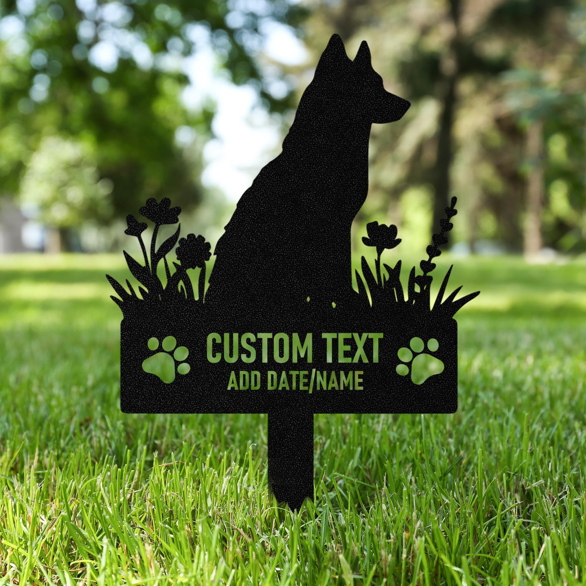 AGEUIRPOD Personalised Dog Grave Markers Pet Headstones for Dogs for Lost Dog Sympathy Gift Waterproof Dog Grave Markers Outdoor, Dog Memorial Gift, Customized Flowers Dog Memorial Burial Stake