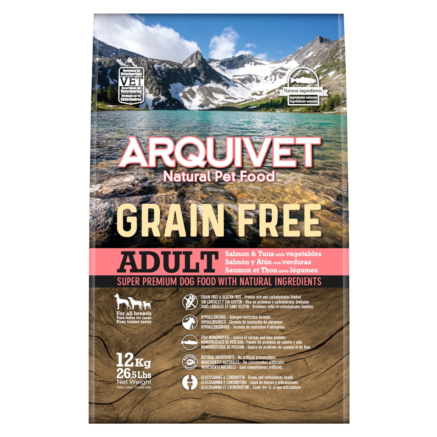 Arquivet Grain Free - Adult Salmón y atún con Verduras, 12 kg (Paquete de 1)