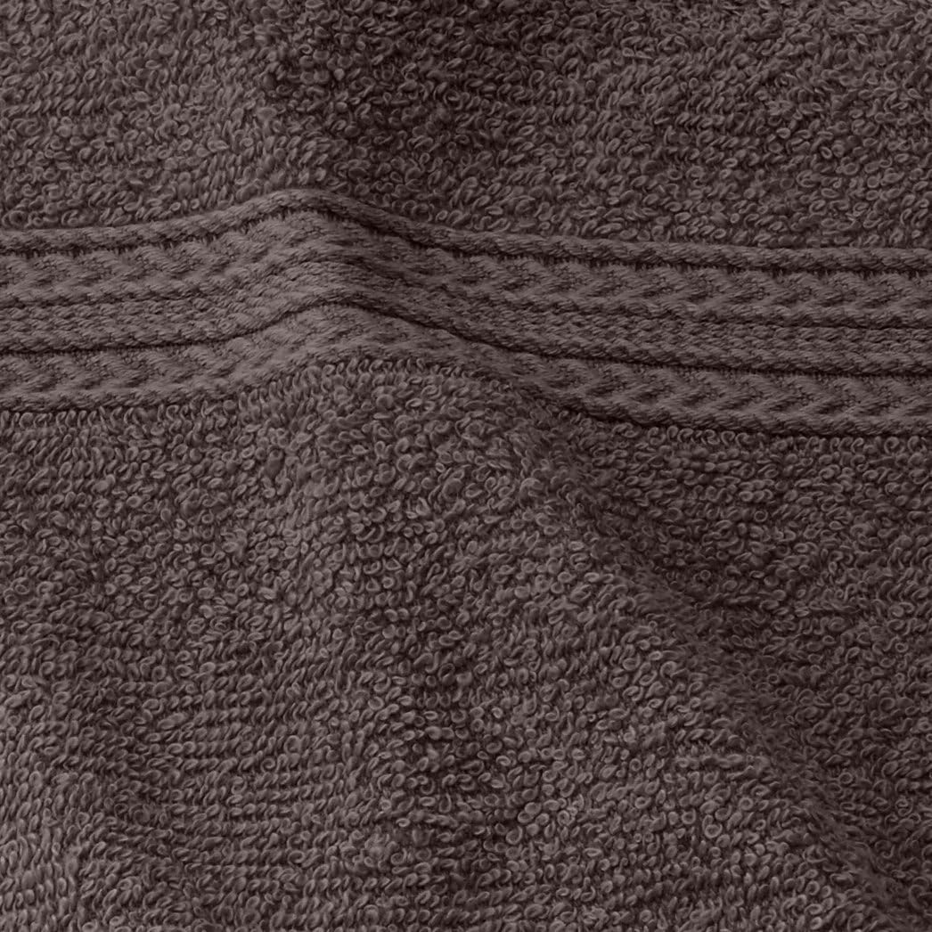 SUPERIOR 100% Ring-Spun Cotton, Bathroom, Ultra Absorbent, Super Soft, Attractive Border, Graphite Eco-Friendly 12-Piece Towel Set