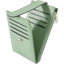 Chelmon Womens RFID Slim Card Holder Wallet | Thin Bifold Multi Card Case with Zipper Coin Pocket Purse for WomenLight Green