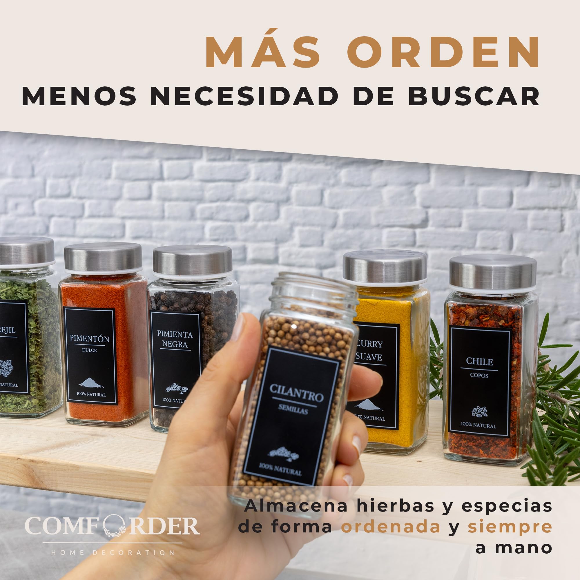 comforder Spice Jars ES pots à épices (couvercle en métal)