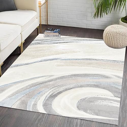 Modern Art - Alfombra de pelo corto, de 4 x 6 pies, fácil de limpiar, alfombra para sala de estar o dormitorio, cocina, comedor, lavandería,