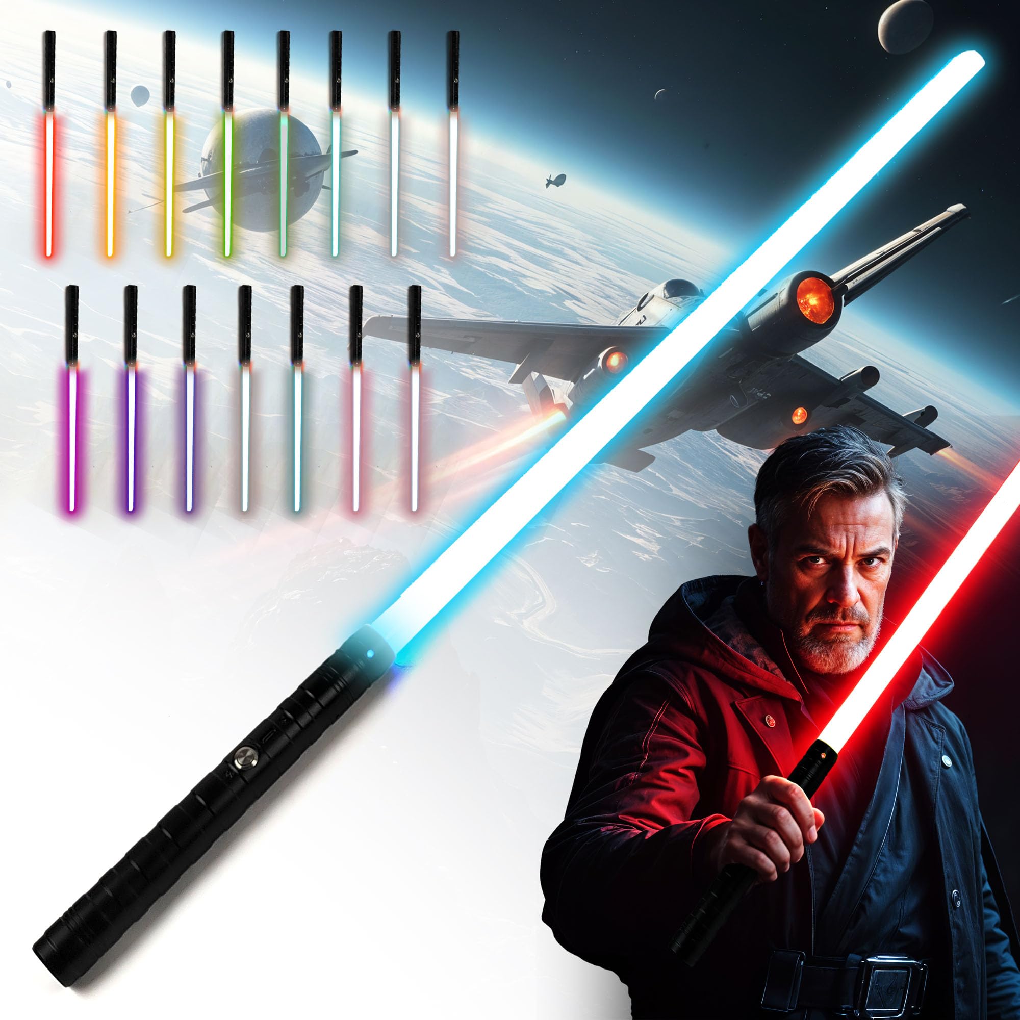 XL Pro Lightsaber, Extra Long, Lightsaber, 99 cm Total Length, 15 Colours, Sound Effects, Duel-Friendly Design for Adults and Children