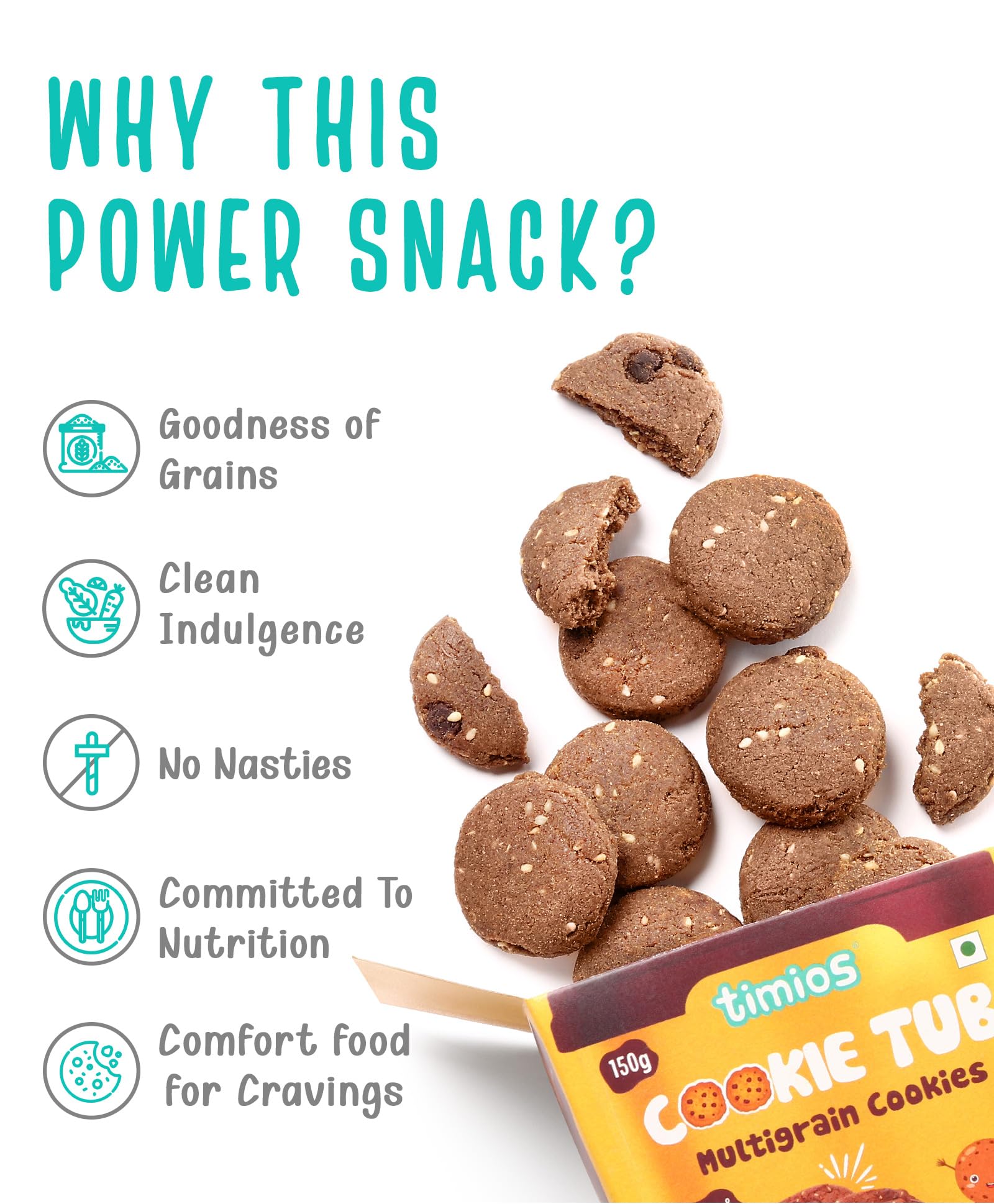 Timios Cookie Tub- Multigrain, Rich in Protein, Iron and Calcium Cookies-Pack of 2 - Image 8 thumbnail