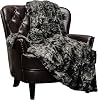 Chanasya Premium Wolf Faux Fur Throw Blanket - Soft, Fuzzy Sherpa & Minky Throw Blanket - for Bed or Couch - 108 x 86” King Size - Black