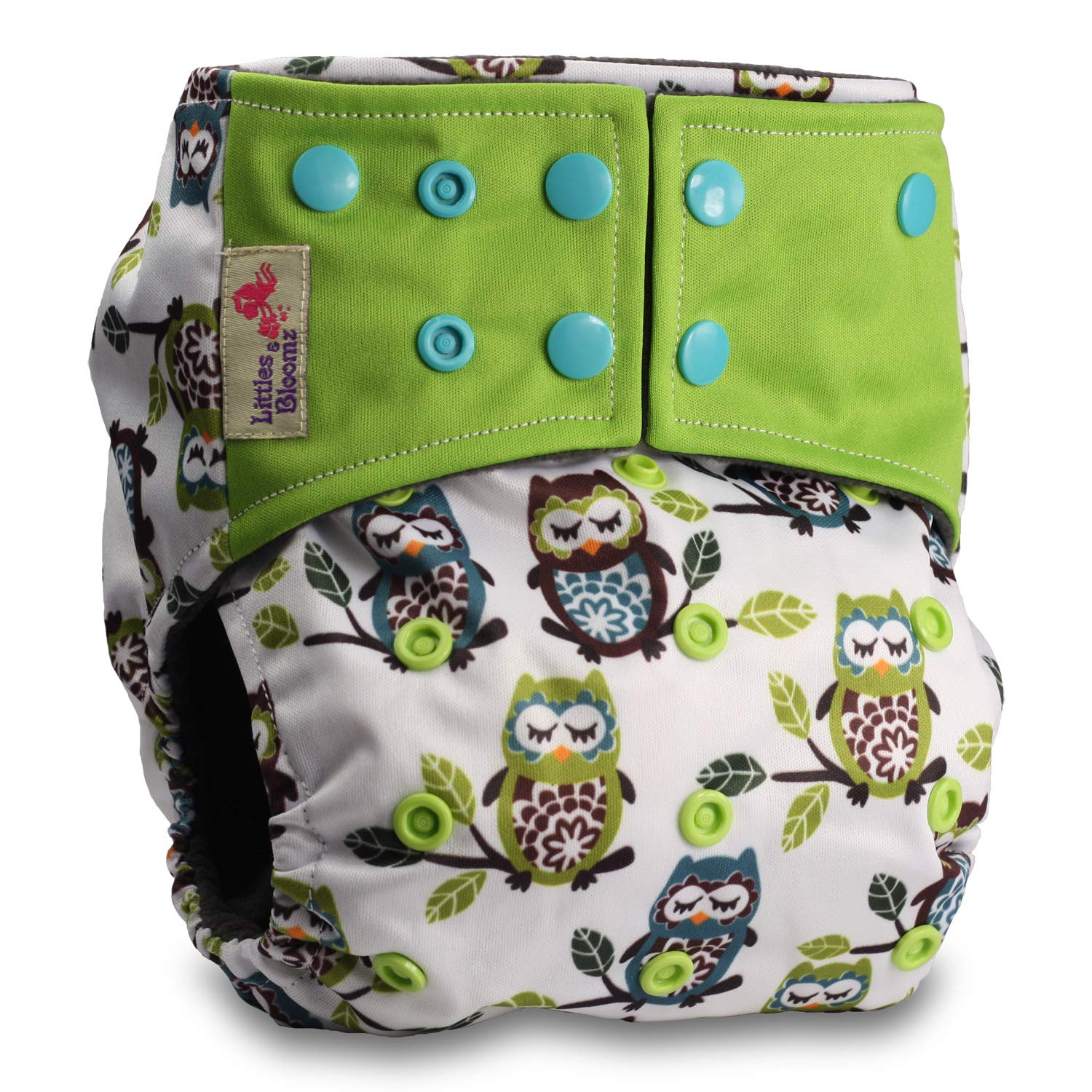 Littles & Bloomz, Reusable Pocket Real Cloth Nappy Washable Diaper Bamboo Charcoal, Pattern 11, with 2 Charcoal Inserts