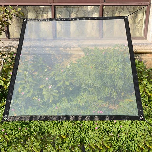 SUREH 2 x 3m Waterproof Clear Tarpaulin with Eyelets Canopies and Tarps Heavy Duty Clear Weatherproof Tarp Foldable Plant Canopy Rainproof Cover Rope Include