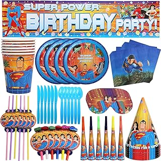 Dekoracje na przyjęcia Superman - Tomicy 71 szt. Marvel Superbohater artykuły na przyjęcie sprawiedliwości przyjęcie urodzinowe opakowanie zastawy stołowej papierowe talerze serwetki kubki słomki serwowanie 6 gości