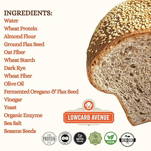 Miniatura 4 de Dr. B's Wilbur Five Flour Multigrain Bread 1g Net Carbs & 7g Protein Low Calorie, Vegan, Sugar Free Fresh, Sliced, Keto & Low Carb Bread Loaf