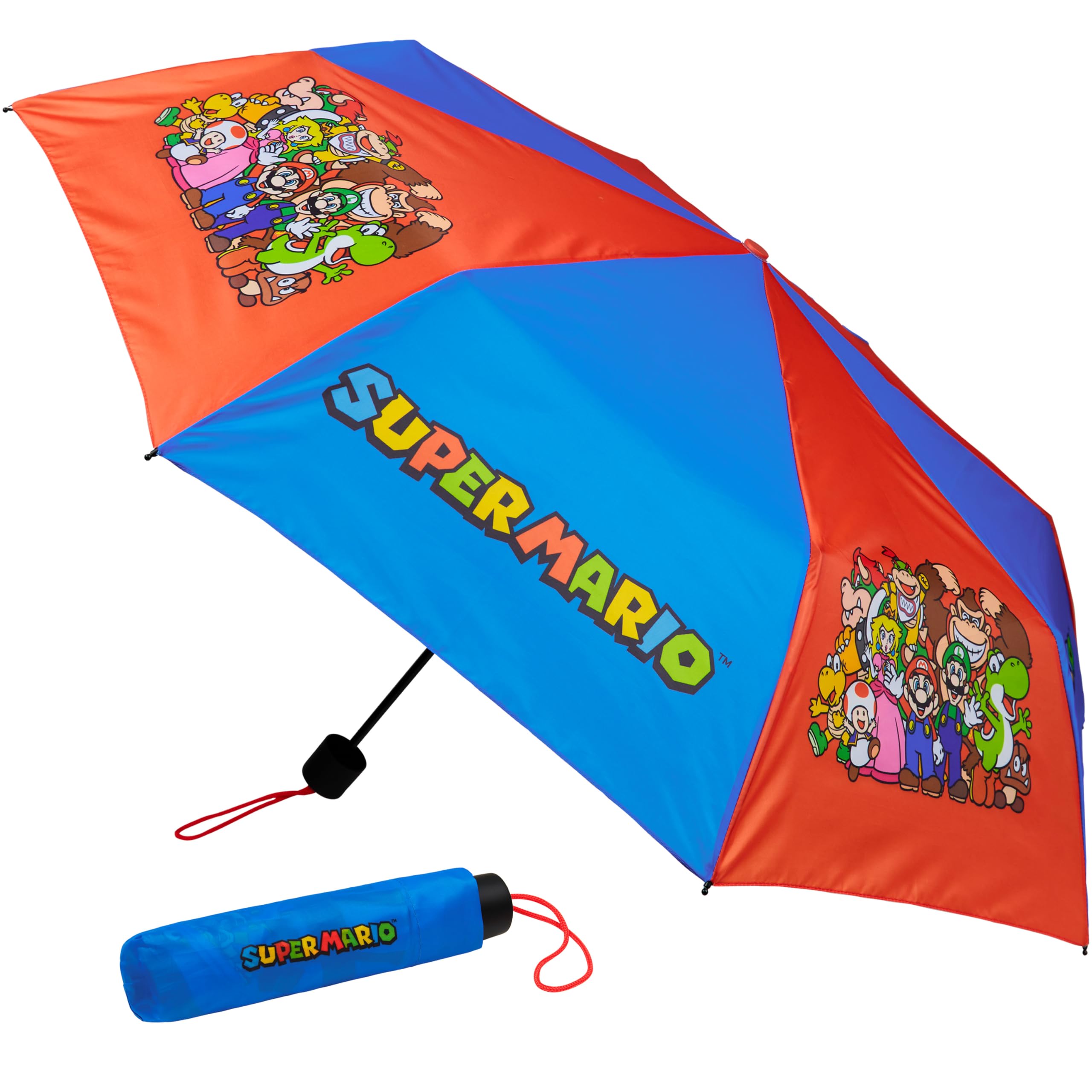 Get Trend Super Mario Umbrella Kids Tweens Foldable Compact Umbrella School Luigi Travel Boys Girls Manual Windproof Travel Gifts (Multi Super Mario)