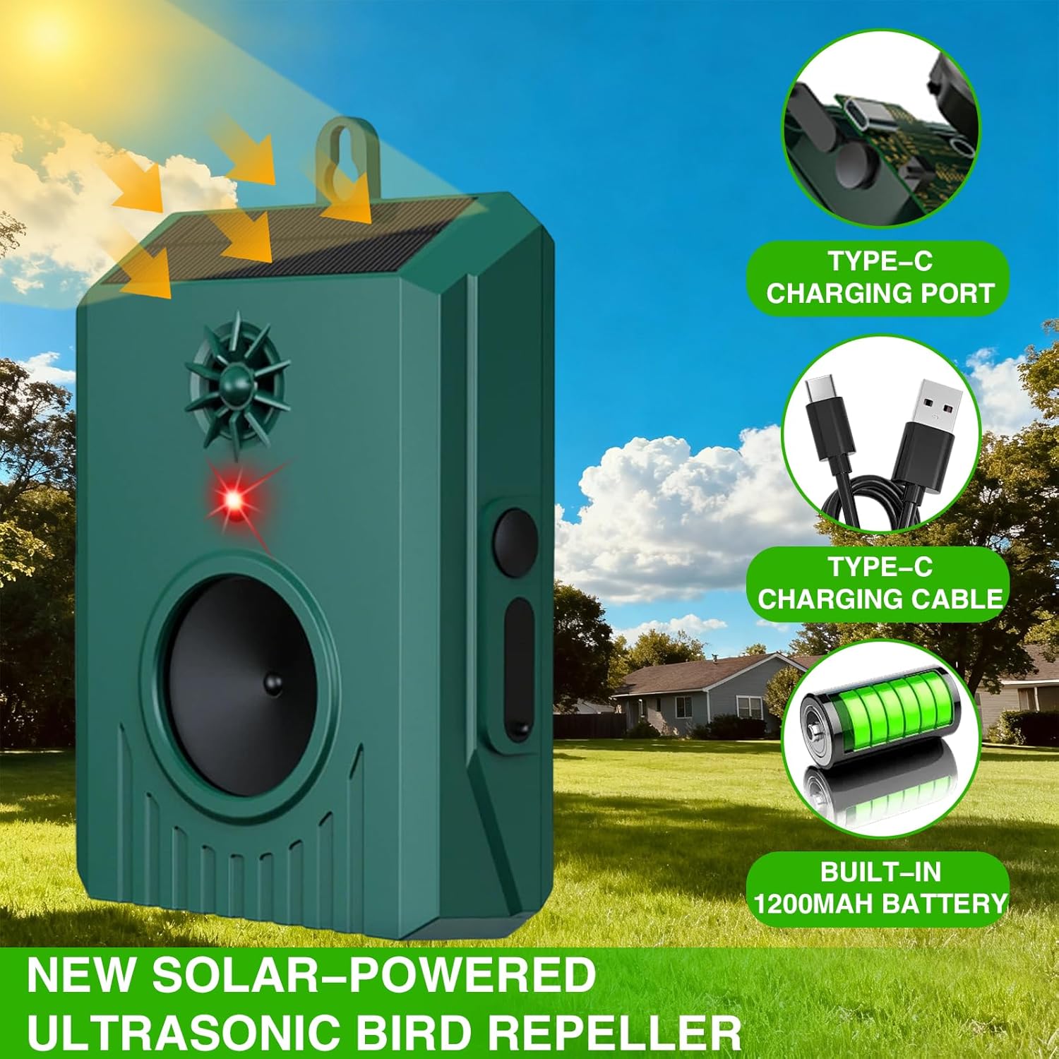 Ultrasonic Bird Repeller Outdoor Bird Deterrents for Outside