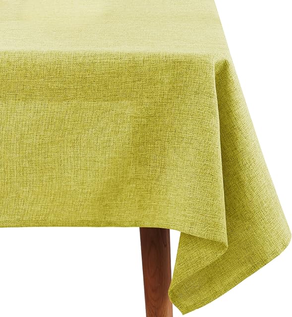 Amazon Brand - Umi Tablecloth Wipeable Faux Linen Water Resistant Tablecloth Rectangular Table Cover for Wedding 137x274cm Green