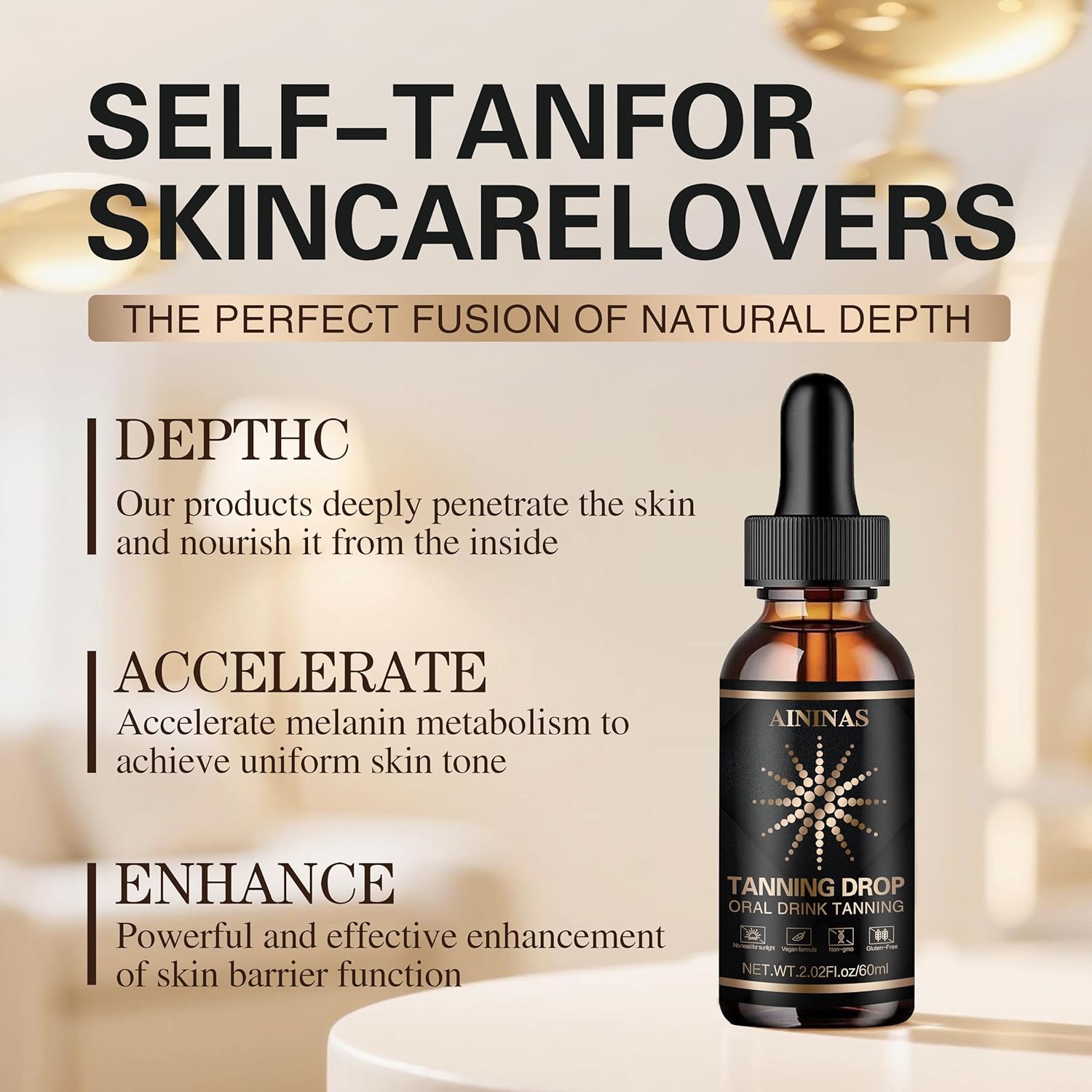 Sunless Tanning Drops for Water & Beverages – Oral Tanning Supplement, Natural Sunkissed Glow for Face & Body, Vegan & Safe, No Sun Required, Watermelon Flavor (2.02 fl.oz) - Image 7