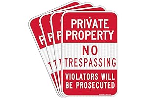 (4 Pack) Private Property No Trespassing Signs