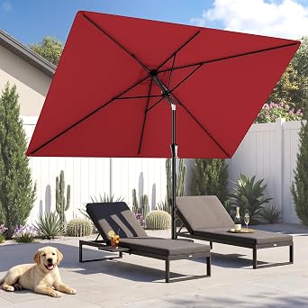 HOMSHADE 6.6 x 10 ft Rectangular Patio Umbrella Rectangle Umbrella Outdoor Patio, Large Outdoor Umbrellas for Patio Table with Tilting and Sun UV Protection for Pool, Deck, Market, Backyard