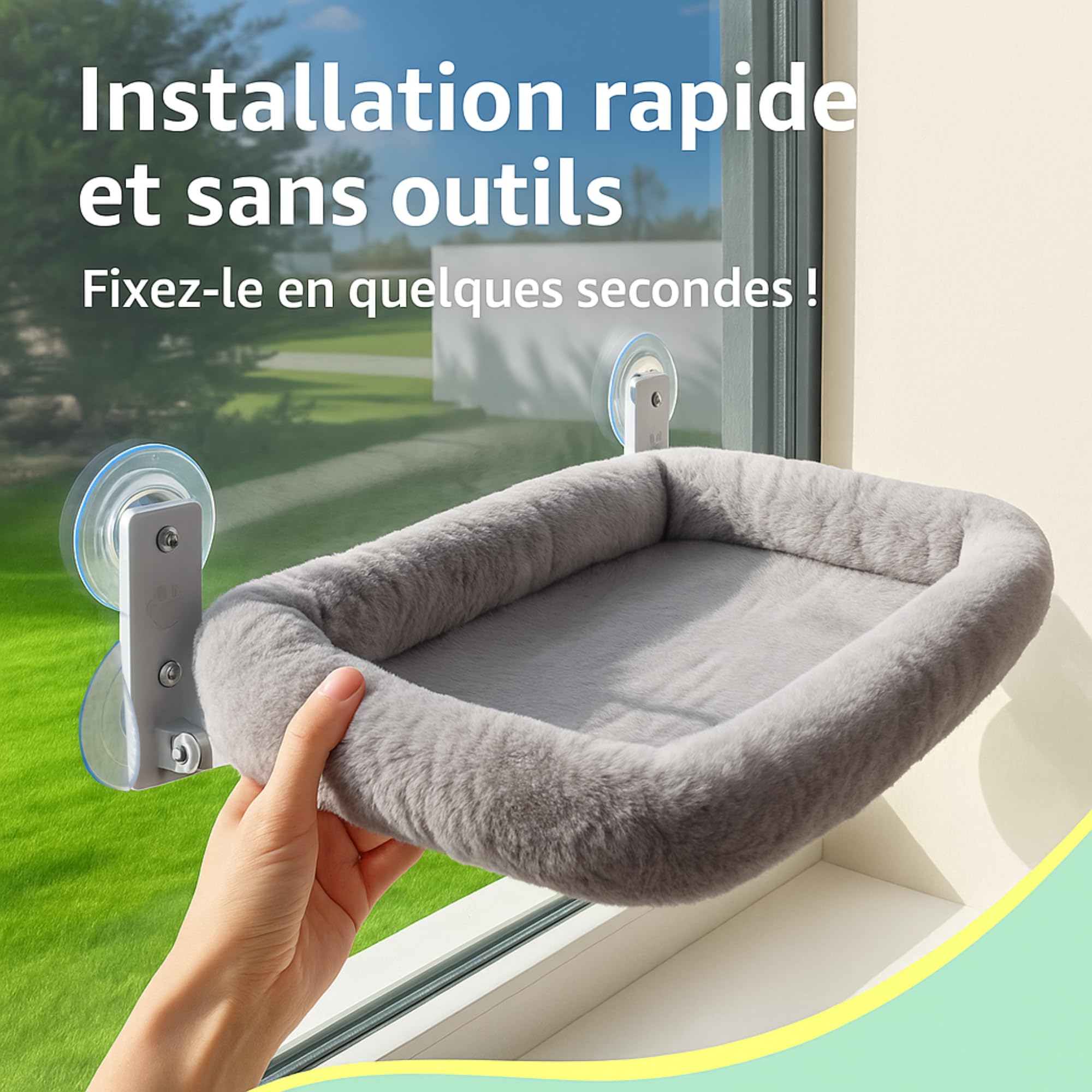 Hamac Chat Fenêtre avec Coussin Lavable – Hamac pour Chat Stable et Confortable, Lit Suspendu, Nid Douillet, Panier, Couchage et Mobilier Idéal pour Animaux Heureux