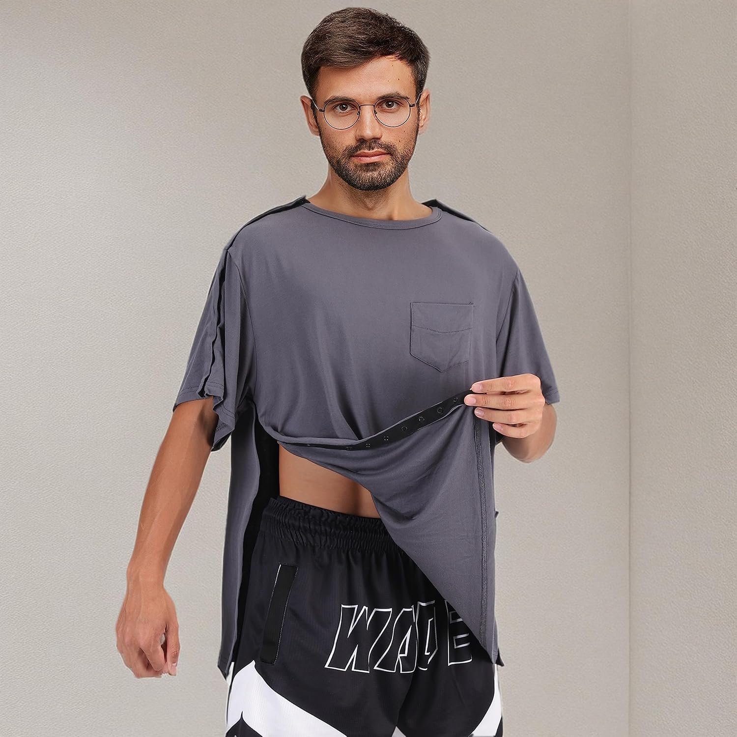 Post Shoulder Surgery Shirts, Men's Short Sleeve Shirt with Premium Snap, Chemo Clothing, Rotator Cuff Clothing After Surgery - Image 7