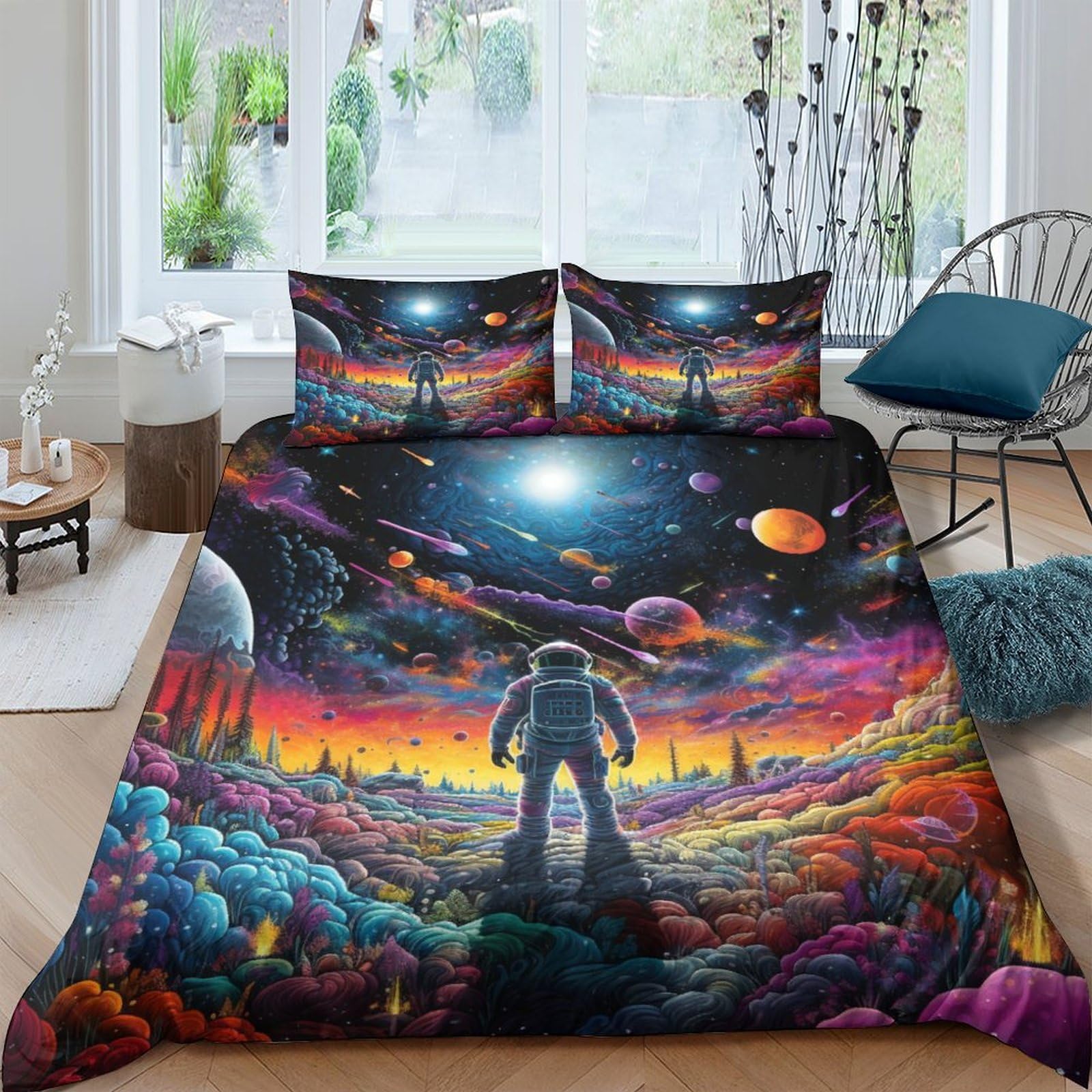 Housse de couette zippée 220x240cm pour changer facilement votre lit planète 3D