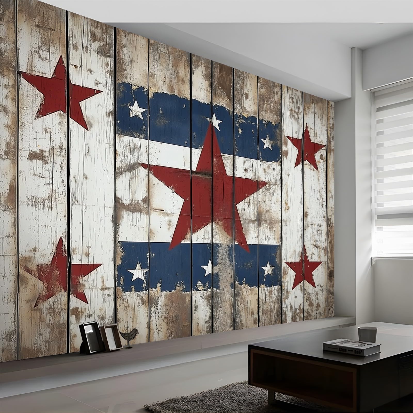 Tapeta z pięcioramienną gwiazdą, tapeta na fizelinie, biała, brązowa, włóknina, nowoczesny design, 400 x 280 cm, do mebli dziecięcych, kuchni, sypialni, salonu, mieszkania