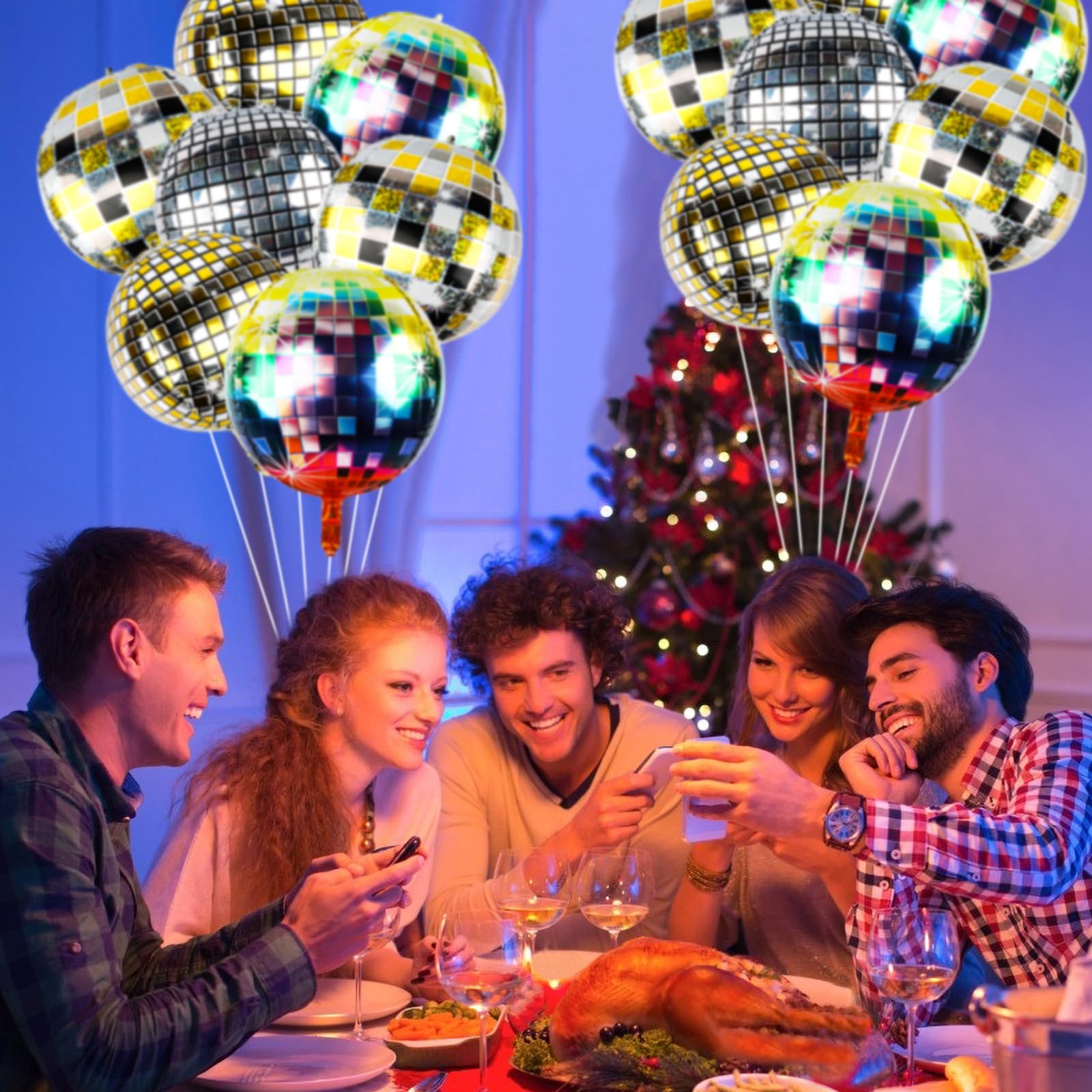 9 Stück Disco-Kugel Luftballons, 22 Zoll, Mehrfarbig – Perfekt Für Mottopartys, Geburtstage & Silvester