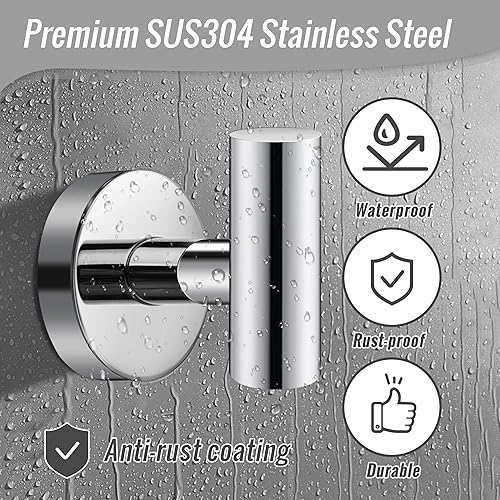 Miniatura 10 de Ganchos adhesivos para toallas, ganchos de acero inoxidable SUS 304 dorado cepillado, ganchos de pared resistentes e impermeables, ganchos