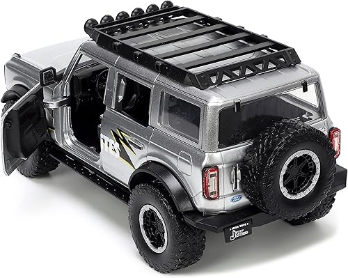 Miniatura 4 de Jada Toys Just Trucks 1:24 2021 Ford Bronco - Coche fundido a presión gris con estante para neumáticos, juguetes para niños y adultos