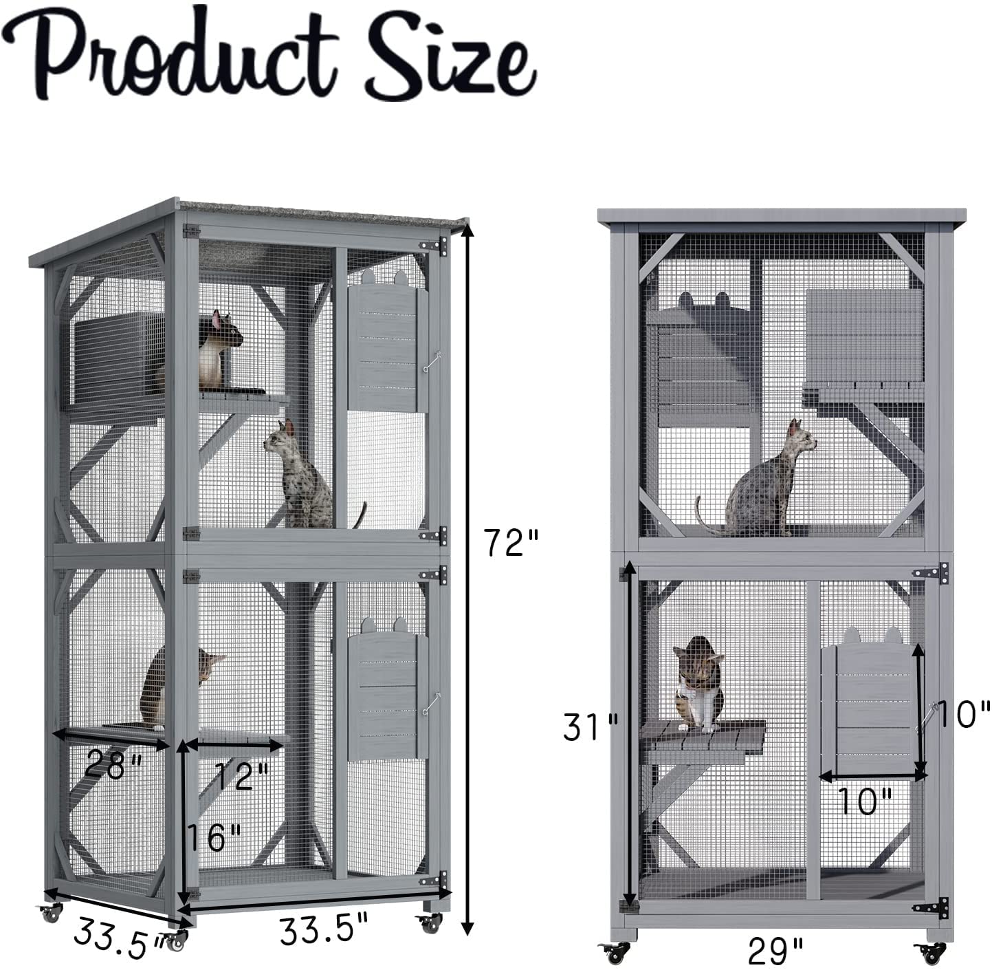 Outdoor Cat House, Catio Outdoor Cat Cages Playpen Enclosures on Wheels
