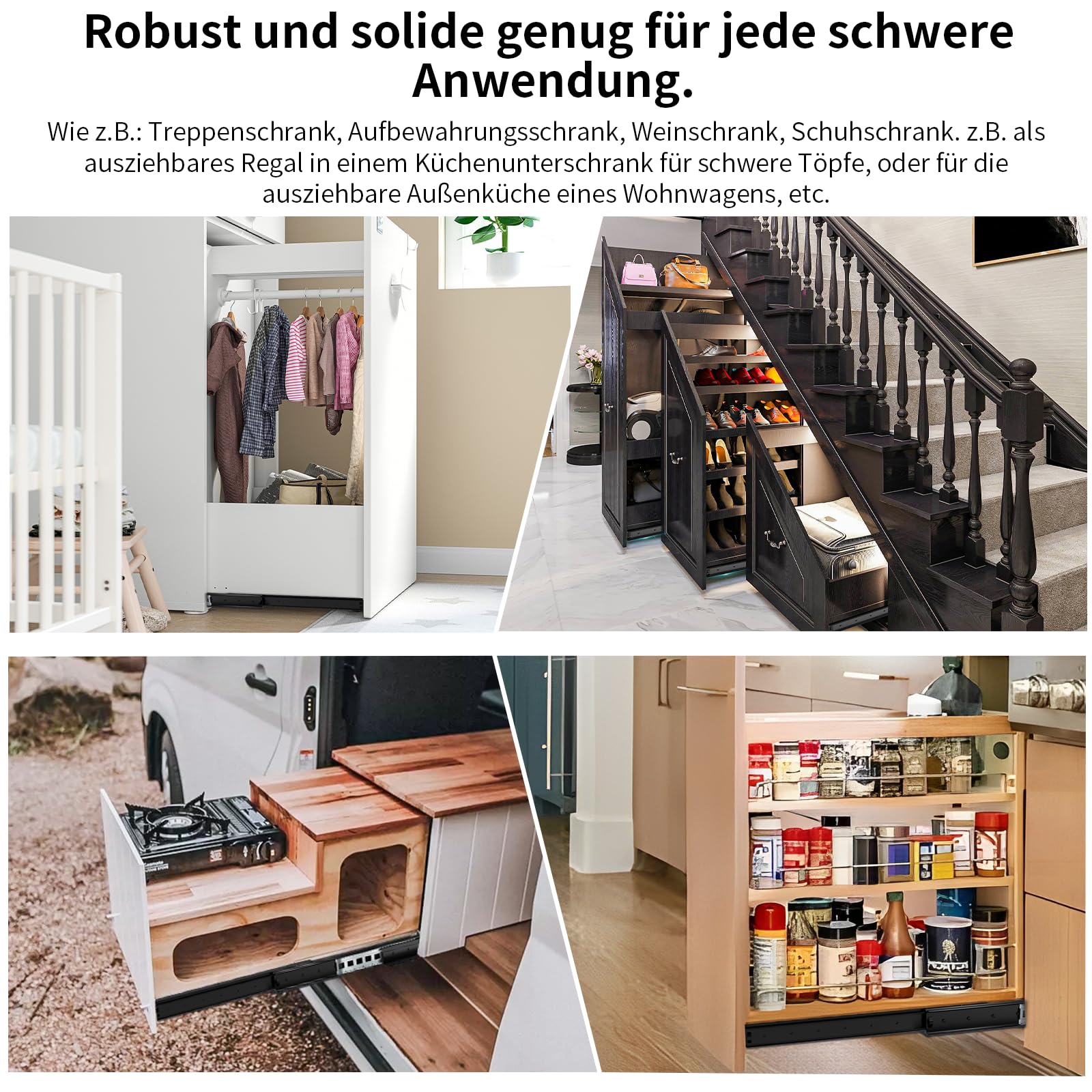Unterseite Montage Schublade 2 Stück Schwerlastauszug Schubladenschienen Vollauszug 400 600 800 1000 mm Unter Unterseite Bodenmontage Schubladenauszug Schienensystem 120 kg (Bottom Mount, 400-900mm)