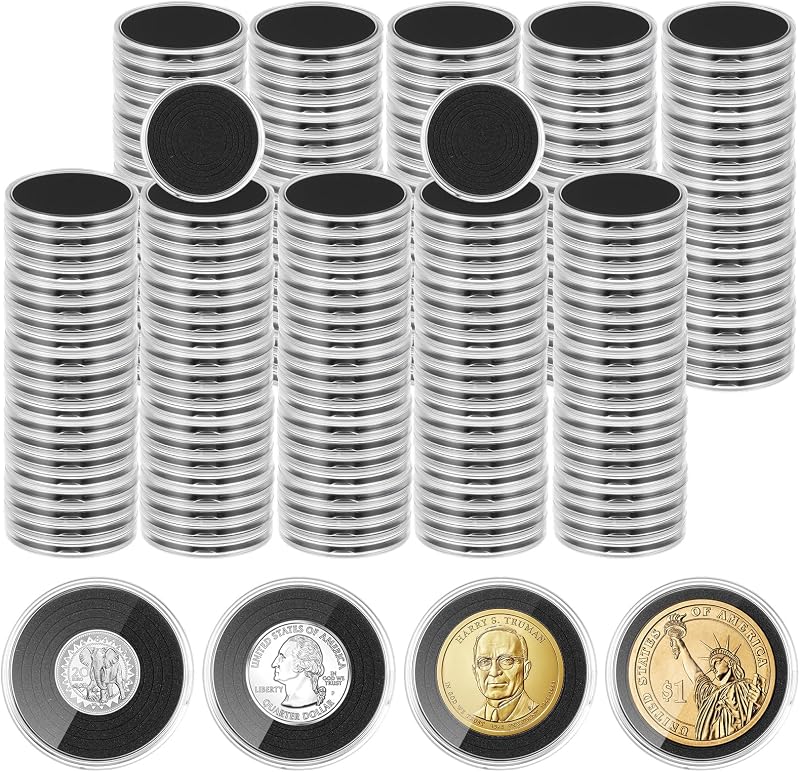 120 Pcs Coin Holders, 17-40mm Plastic Round Coin Cases with Adjustable Gasket, Clear Coins Protectors for Silver Dollar Morgan Cent Collection