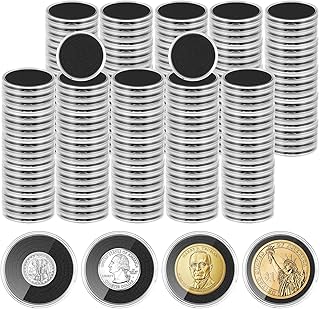 120 Pcs Coin Holders, 17-40mm Plastic Round Coin Cases with Adjustable Gasket, Clear Coins Protectors for Silver Dollar Morgan Cent Collection