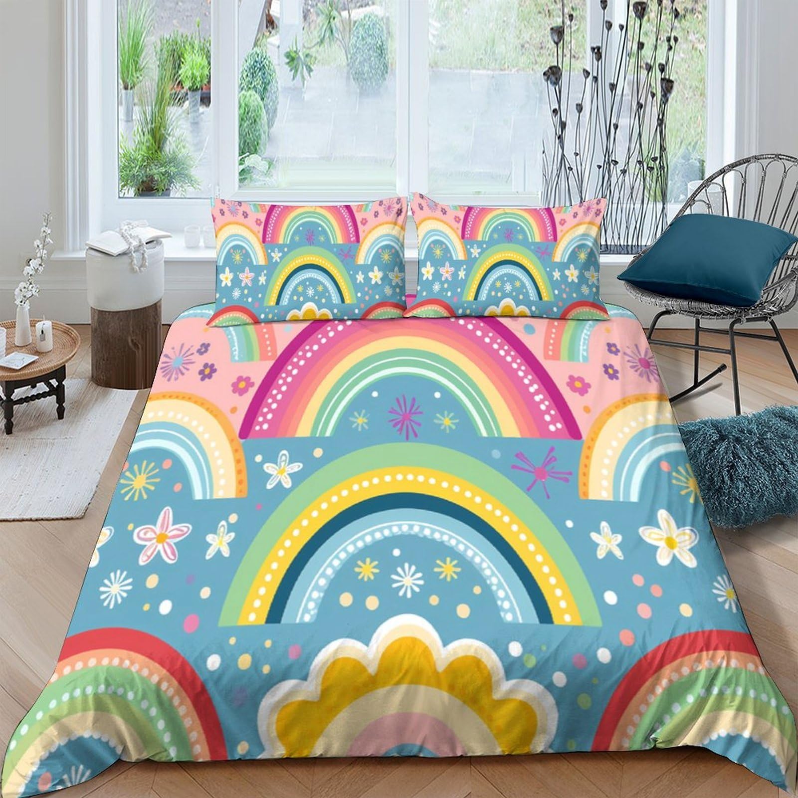 Ctjqhvkz Style-1 3D Printed Rainbow Dream Fitted Sheet Microfiber Colorful Star Mattress Cover For Bedroom Guest Room Decor Easy Care Single（135X200cm）