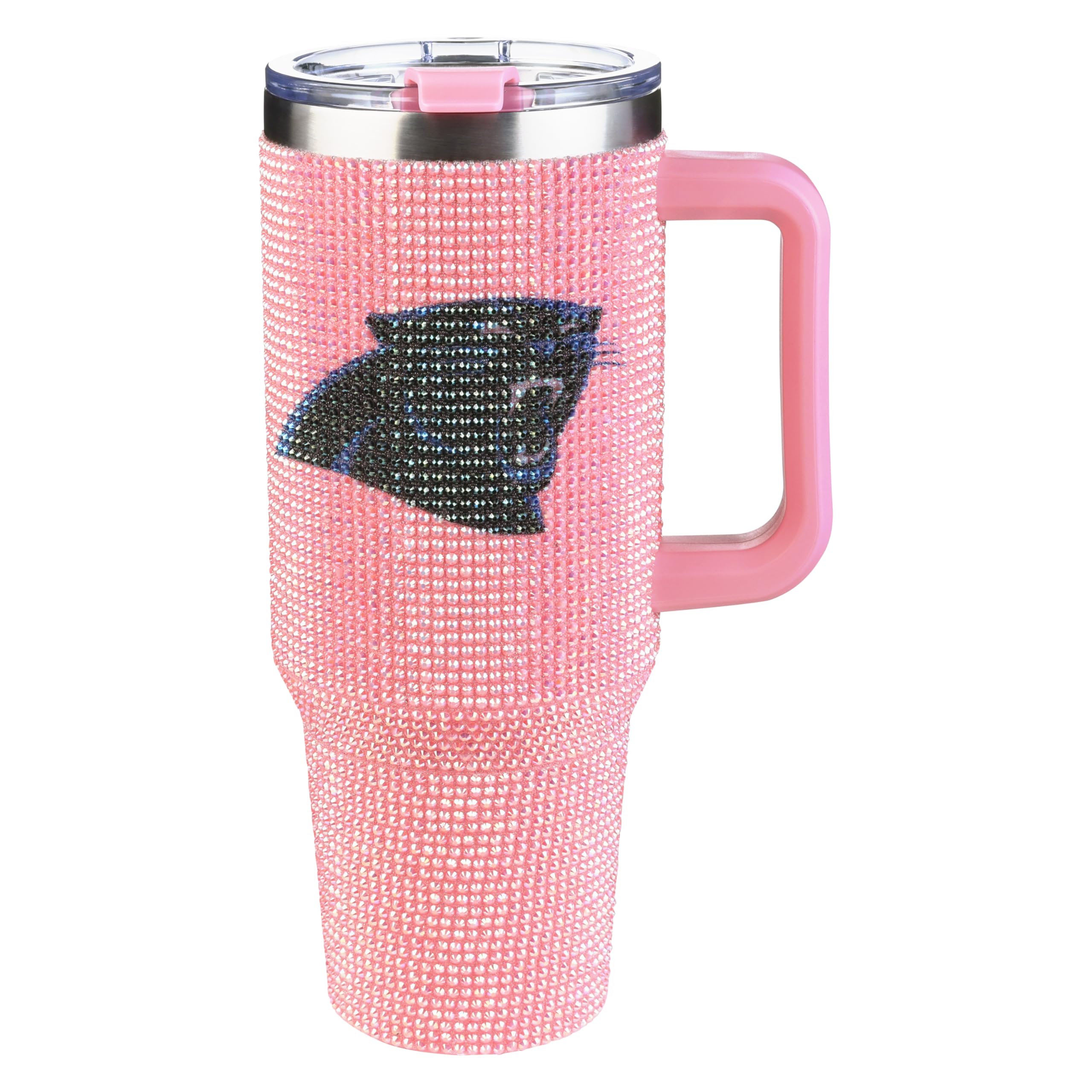 The Memory Company Officially Licensed 40oz Pink Bling Game Day Tumbler, Carolina Panthers