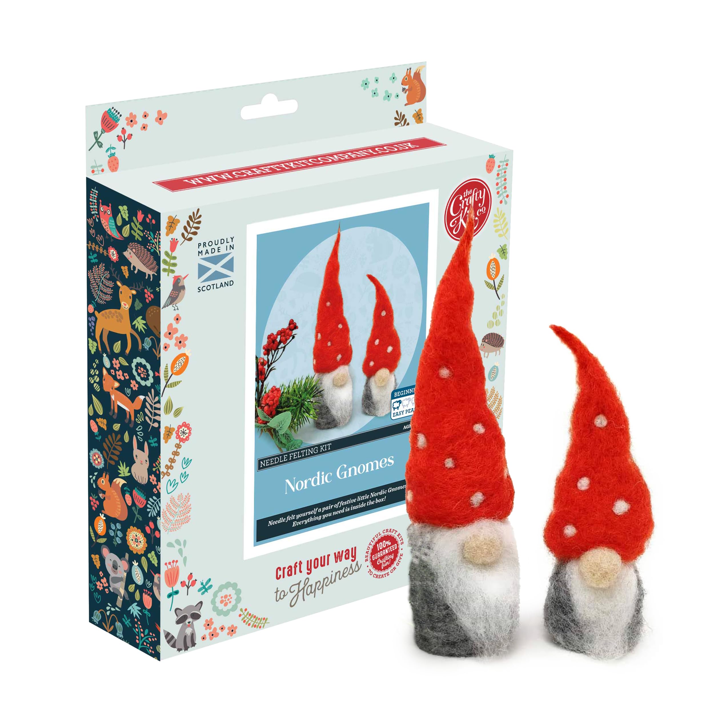 The Crafty Kit Clear Company Needle Felting Craft Kit - Nordic Gnomes | 100% Corriedale Wool Diy Felt Craft Kit – Handmade Gift For Adults, Teens & Beginners | Age 10+