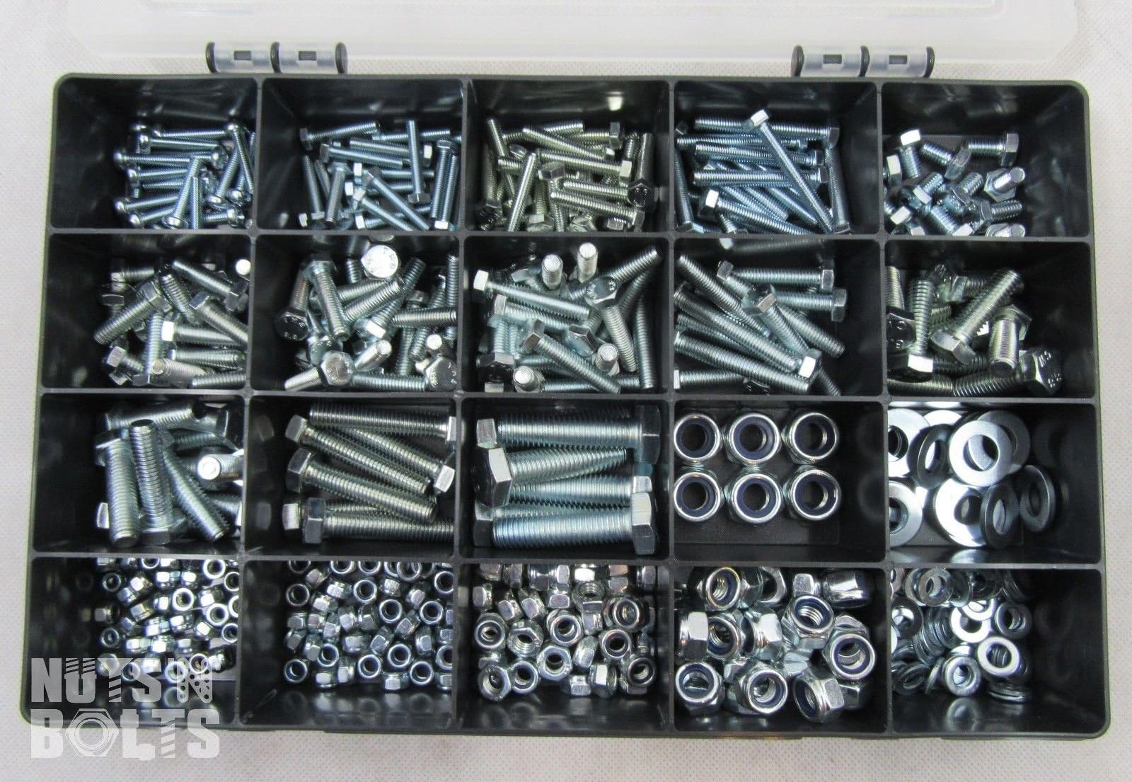 NUTS 'N' BOLTS Grade 8.8 Assorted Box kit M4,M5 M6 M8 M10 And Setscrews BZP NYLOC