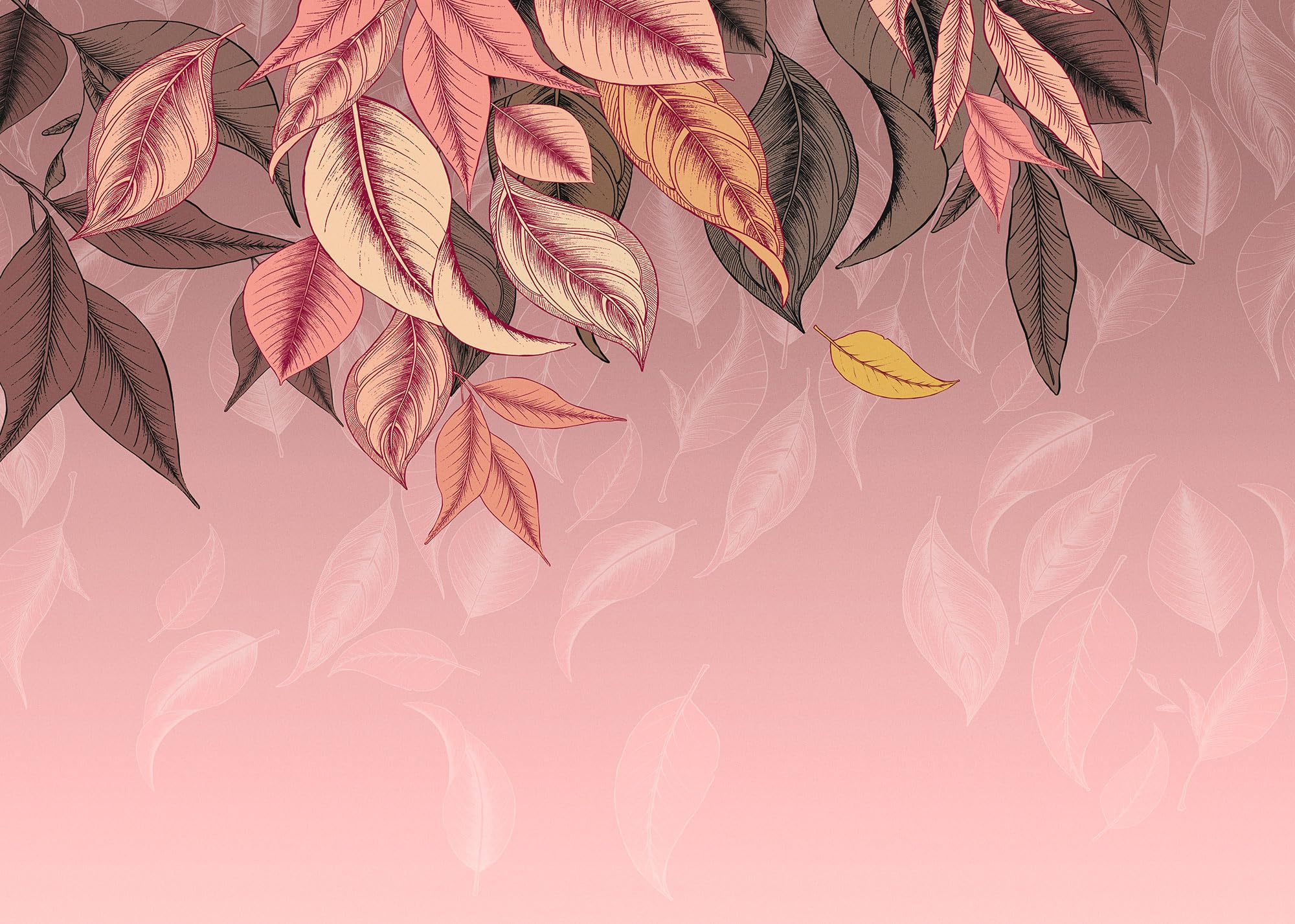 Komar Non-Woven Photo Wallpaper - Falling Leafs - Size 350 x 250 cm - Wallpaper, Wall Decoration, Living Room, Bedroom, Office - Image 2